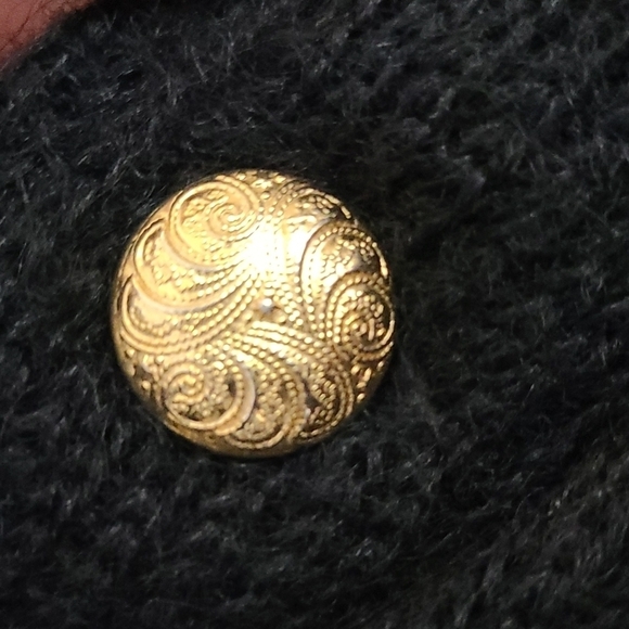 Vintage 90s Black With Gold Beading and Embroidered‎ Long  Cardigan Heavy Medium - Picture 5 of 5